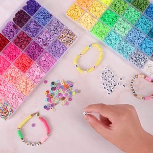 DIY Jewelry <b>Set</b> 56 Color Polymer Clay <b>Beads</b> Round For Bracelet Making 5600pcs Rainbow Childrens Craft Material - Product Image 4