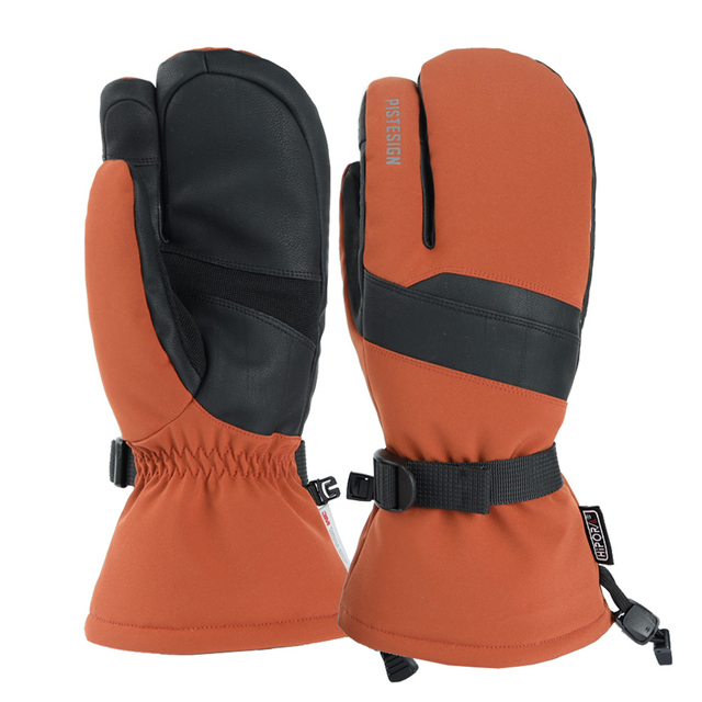 Adult 3 Fingers Ski Gloves Waterproof Sport Winter Glove Long Cuff Warm Snowmobile Mittens Touchscreen
