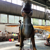 Tête de dinosaure animatronique faite à la main pour aire de jeux pour enfants, décoration ou exposition sur le thème de la tête de Parasaurolophus