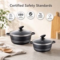 Ensemble de 10 ustensiles de cuisine en aluminium moulé antiadhésif pour cuisinière à induction, avec logo OEM personnalisé, ensemble de casseroles et poêles de cuisine