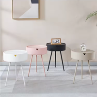 Table de ménage Table de chevet simple chambre Table de chevet ronde avec espace de rangement meubles de salon petites Tables basses