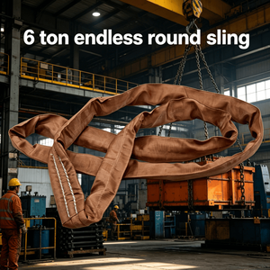 Eslinga Plana Reforzada Resistente a Pinchazos de 6 Toneladas con Bucle Integrado, Certificación CE, para Levantamiento de Componentes Pesados en Talleres Térmicos - Product Image 1
