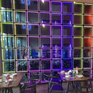 Custom 3D Logo Infinity <b>Mirror</b> Sign 50*50 Square RGB <b>Wall</b> Mount Multi Colors Neon Lighting Hotels Offices Decoration - Product Image 4