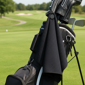 テキスタイルカスタムロゴ 40*60cm 最高強度マグネット マイクロファイバーワッフル昇華プリント ポータブルゴルフタオル マグネットクリップ付き - Product Image 1