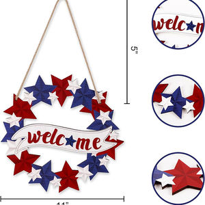 Decoraciones Patrióticas para el 4 <span class=keywords><strong>de</strong></span> Julio, Letrero <span class=keywords><strong>de</strong></span> <span class=keywords><strong>Madera</strong></span> <span class=keywords><strong>de</strong></span> Bienvenida para el Día <span class=keywords><strong>de</strong></span> los Caídos, Decoración para el Porche, la Pared del Hogar, el Exterior y la Puerta Principal - Product Image 4