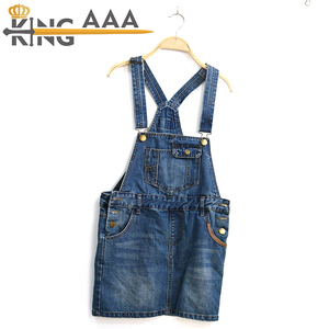 Vêtements en ballots utilisés femmes Denim Jeans jarretelle jupe seconde main Jeans <span class=keywords><strong>combinaison</strong></span> décontracté robe globale - Product Image 4