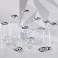 Boîte en plastique transparente personnalisée avec logo pour animaux de compagnie, 330 ml, 500 ml, boîte transparente pour boissons avec couvercle