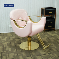 Wallybeauty – chaise de Salon de coiffure moderne, couleur rose, Base en or, pour Salon de beauté