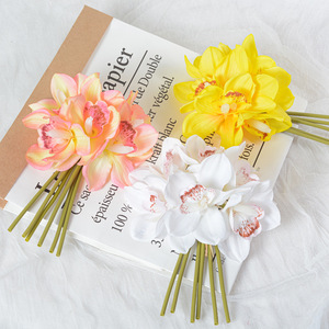 Bouquets d'orchidées artificielles Flower Delight, fleurs en soie, décoration intérieure, accessoires de mariage, fabrication par moulage par injection - Product Image 1