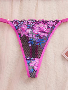 女式文胸和内裤 2 件套花卉蕾丝文胸丁字裤套装性感亲密透明内衣女式 - Product Image 6