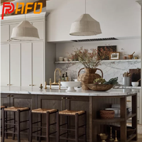 Design créatif en bois massif style shaker américain moderne laqué armoire de cuisine personnalisée avec îlot