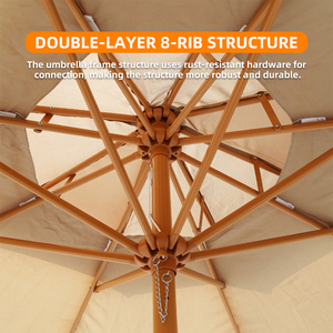 Sombrilla de <span class=keywords><strong>Patio</strong></span> Comercial de 9 pies Resistente al Viento con Manivela, Doble Toldo, para Exteriores - Product Image 5