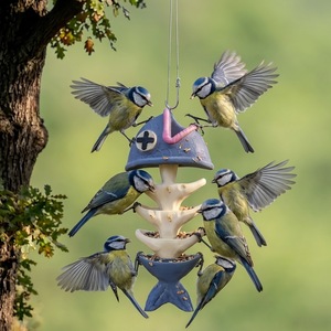 Mangeoire à oiseaux fantaisie en résine en forme d'arête de poisson - Ornement de jardin suspendu avec plateau à graines pour la décoration de la cour et <span class=keywords><strong>du</strong></span> patio - Product Image 3