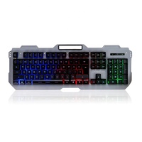 Nuevo Teclado para Juegos con Cable para PC de Escritorio, Tamaño Completo, Metálico, con Retroiluminación LED, USB, Resistente al Agua