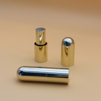 Tube de rouge à lèvres en aluminium/plastique de qualité supérieure, modèle BL7332, finition dorée brillante, design capsule, pour marque privée