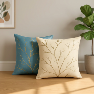 Modern Floral Striped Square Customizable Zipper Closure Portable Throw Pillow <b>Cover</b> Washable Cotton Fabric Stain Decor - Product Image 2