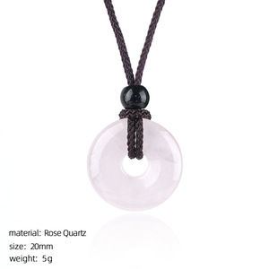 Nuovo Ciondolo Cinese Antico in Agata Naturale Intagliata Rotonda da 20mm con Cristallo di Rame, Collana con Fibbia Portafortuna - Product Image 5