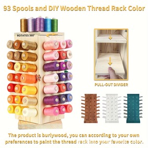 ที่วางแกนม้วนไม้ 5 ชั้น หมุนได้ สำหรับจัดเก็บด้ายเย็บผ้าบนโต๊ะ - Product Image 4
