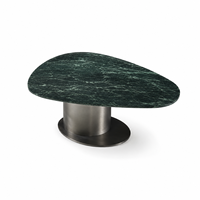 Table basse contemporaine en marbre vert foncé irrégulier compact, table de cocktail pour salon