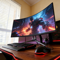 Moniteurs de jeu personnalisés Rebekah Factory OEM ODM, moniteur de jeu incurvé sans cadre 27/34 pouces, taux de rafraîchissement élevé, moniteur d'ordinateur PC