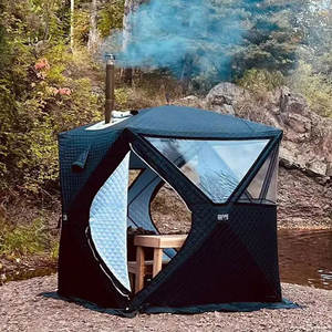 Tente de sauna isolée pop-up, tente chaude carrée portable pour le camping d'hiver, la pêche sur glace, abri chauffé mobile en plein air - Product Image 4