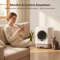 Kotak Pasir Kucing Otomatis OEM, Kotak Pasir Kucing Pintar Pembersih Otomatis, Toilet Robot Kontrol APP, Kotak Pasir Kucing Otomatis Besar 80L, Pembersih Otomatis