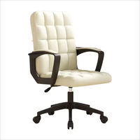 Chaise de bureau ergonomique moderne en cuir PU, dossier moyen, pivotante, avec support lombaire, hauteur réglable et accoudoirs fixes