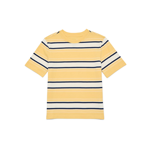 Yellow Striped Boys T-Shirt Crew Neck Short Sleeve Knitted 100% Cotton Breathable Quick Dry Logo Casual Summer Wear - Product Image 1