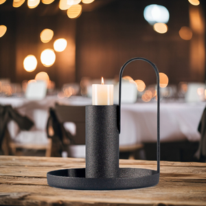 Lussuoso vassoio nero rotondo con portacandele in metallo fatto a mano semplice Design per la casa per matrimoni e decorazioni per la casa in scatola - Product Image 2