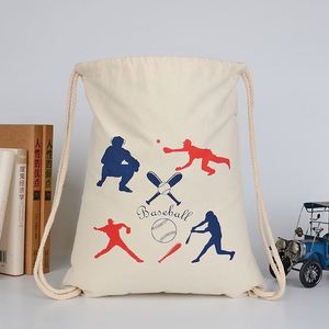 Custom Logo <b>Drawstring</b> Backpack Eco-friendly Cotton <b>Canvas</b> Promotional <b>Bags</b> Foldable Sport <b>Bag</b> Pack Gym for Sport Outdoor - Product Image 3