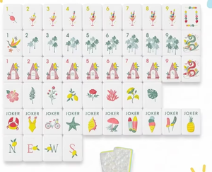 Set Mahjong da <span class=keywords><strong>Spiaggia</strong></span> Estivo |   Set di 160 Piastrelle Acriliche di Lusso con Motivi di Limoni, Granchi e Stelle Marine - Product Image 4