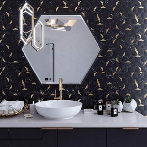 Beau Design Premium Qualité Personnalisé Décoratif <span class=keywords><strong>Vinyle</strong></span> et Métal Hexagone Or Noir Mosaïque Carreaux de Cuisine pour Mur Intérieur - Product Image 1