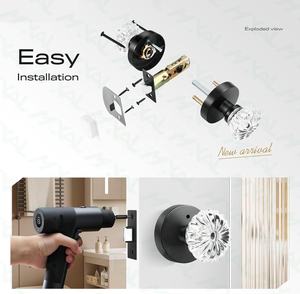 Maniglia per Porta Vintage con Rosetta Nera Opaca, Serratura per Privacy in Bagno, Chiusura Interna per Porte in Vetro Cristallo - Product Image 5