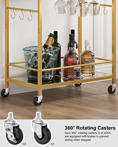 <span class=keywords><strong>Chariot</strong></span> <span class=keywords><strong>de</strong></span> service à domicile avec casier à vin et porte-verre, <span class=keywords><strong>chariot</strong></span> <span class=keywords><strong>de</strong></span> bar en verre à 2 niveaux sur roues-Personnalisation <span class=keywords><strong>Amazon</strong></span> - Product Image 5