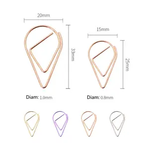 Steel Material Creative Drop Shape Custom Design Paper Clips Funny Bookmark For Office School Stationery Metal Clips