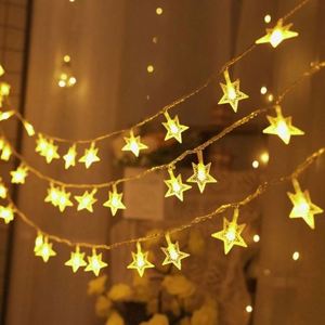 Christmas <b>Battery</b> Operated 3M Dimmable 3500K Warm White Star Fairy Twinkle String <b>Lights</b> for Outdoor/<b>Indoor</b> Bedroom Party - Product Image 1