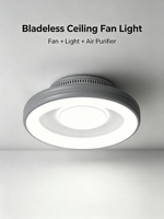 Ventilateur de plafond sans pales Yeyun à profil bas avec lumière LED, purificateur d'ions plasma, sûr pour la famille