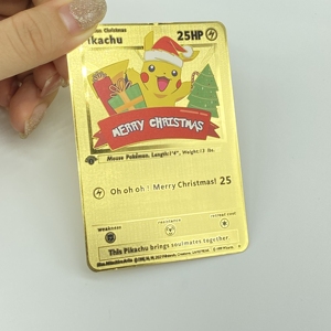 Tarjeta Metálica Dorada Personalizada de Feliz Pascua con Pikachu y sus Amigos, Regalo para Pascua - Product Image 5