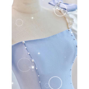 Personalizado de lujo elegante Sexy cuello barco detrás del arco largo Prom Puff mangas vestido de noche nupcial vestidos - Product Image 5