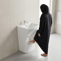 DITAO Lavabo de Wudu autoportant à double niveau en céramique et porcelaine, avec fonction de lavage des pieds