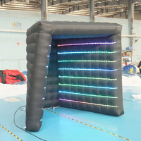 Cabine photo gonflable noire personnalisée à 360 degrés avec éclairage LED et souffleur interne, modèle de tente pour fêtes d'anniversaire