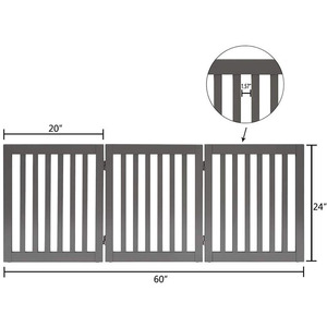 Barrière pour animaux de compagnie en bois gris extensible, rectangulaire, moderne, pour intérieur, pour chiens - Product Image 5