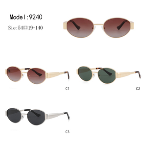 Gafas de Sol Ovaladas con Montura Metálica Completa, Lentes Degradadas, Protección UV400, Unisex, para Actividades Casuales al Aire Libre - Product Image 3