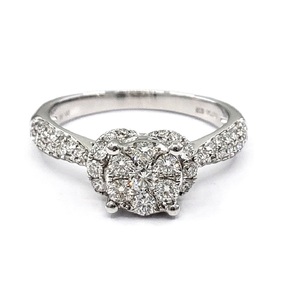 Vente en gros de bagues de fiançailles classiques pour femmes, en or blanc massif 18 carats, avec diamants véritables, bijoux fins, pour mariage et fêtes - Product Image 1