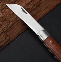 Couteau pliant multifonctionnel en acier inoxydable avec manche en bois Couteau à greffer les fruits pour le jardin et le camping