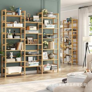 Bamboo 6 Layer 3 Width Bookshelf Freestanding Modular Living Room Storage Rack Minimalist Design <b>Solid</b> <b>Wood</b> <b>Bookcase</b> - Product Image 4