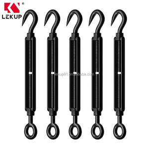 Tendeurs réglables robustes pour câbles métalliques, M8, en acier inoxydable noir, avec crochet et œillet pour voile d'ombrage - Product Image 1