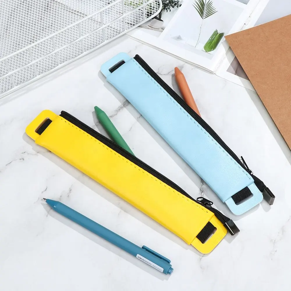 Luxury Pu Leather Elastic Buckle Pencil Case for Book Notebook Pen Bag Touch Screen Pen Cover for Office Meeting Easy Carry