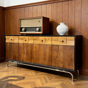 Aparador Moderno <span class=keywords><strong>de</strong></span> Lujo con Cajones, Mueble <span class=keywords><strong>de</strong></span> Madera <span class=keywords><strong>de</strong></span> Nogal, Soporte <span class=keywords><strong>de</strong></span> Acero Inoxidable, Mesa <span class=keywords><strong>de</strong></span> <span class=keywords><strong>Entrada</strong></span> para Sala <span class=keywords><strong>de</strong></span> Estar, Mueble <span class=keywords><strong>de</strong></span> Pasillo - Product Image 2