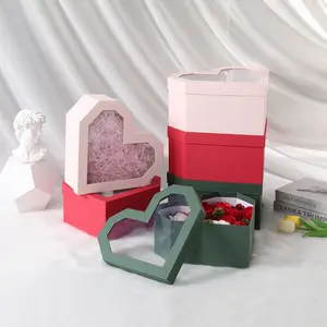 Fenêtre transparente fleurs amour boîte cadeau Tanabata saint-valentin rose boîte cadeau emballage boîte vente en gros